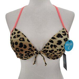 NWT Sun Ocean Sand Animal Print Padded Triangle Bikini Top Swim Top 32/34C
